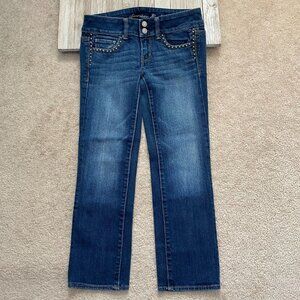 American Eagle Stretch Womens 2 Artist Cropped Capri Denim Jeans Studded Accents